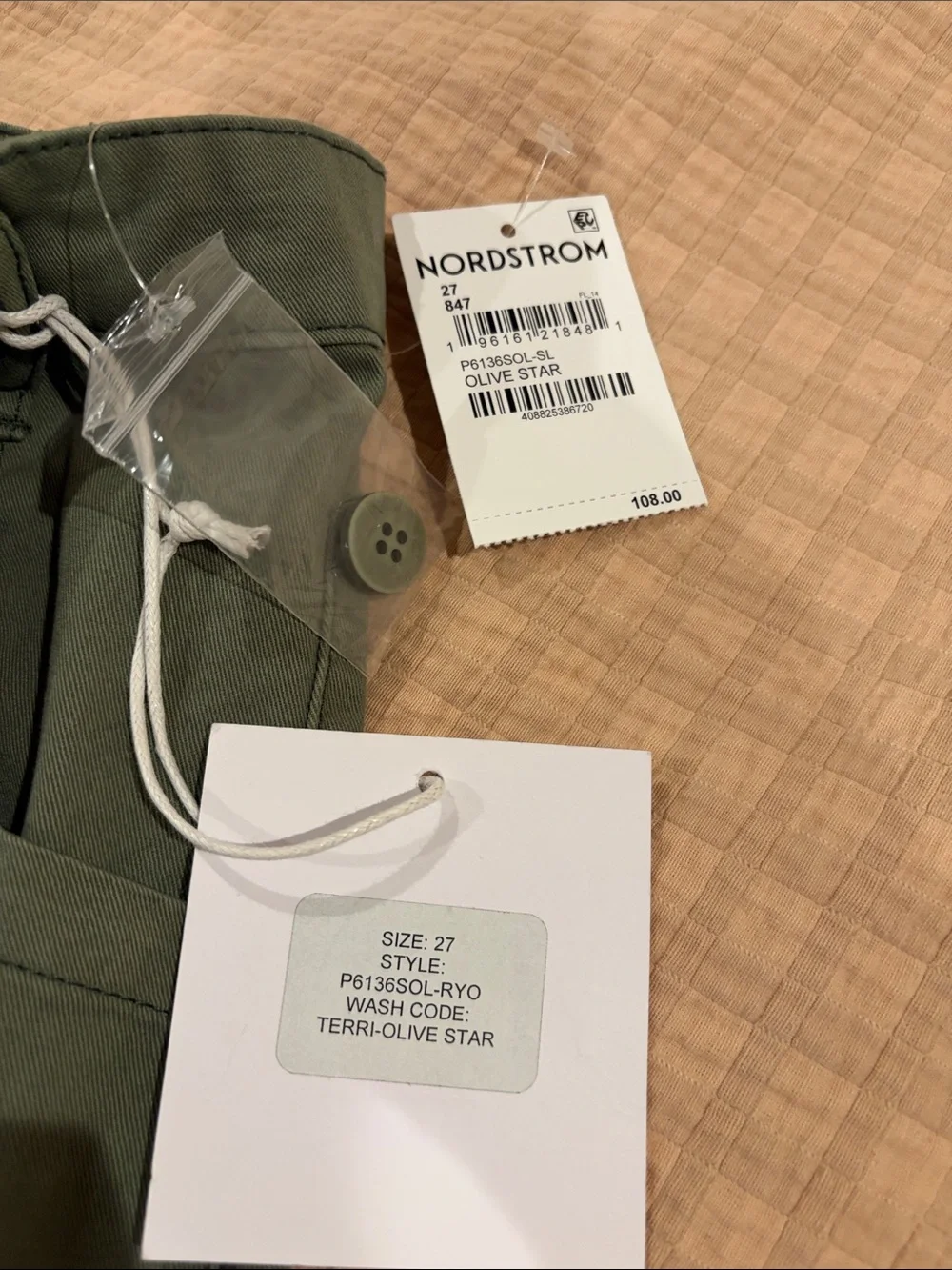 NWT Pistola olive green star pants sz 27 - Picture 4 of 8